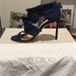 Jimmy Choo Midnight Blue Heels with Fringe Detail